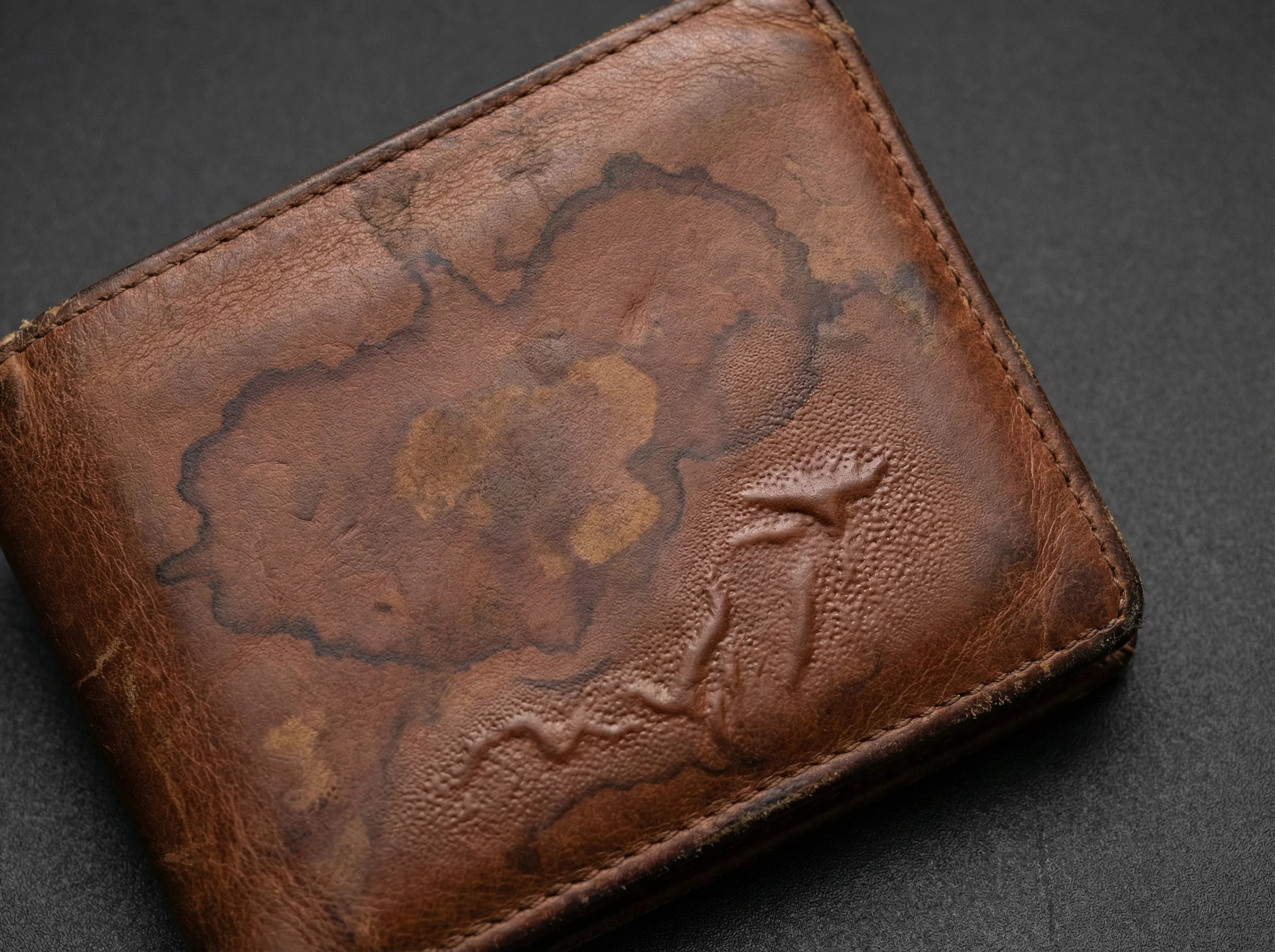 Watermarks or stain marks on leather surface