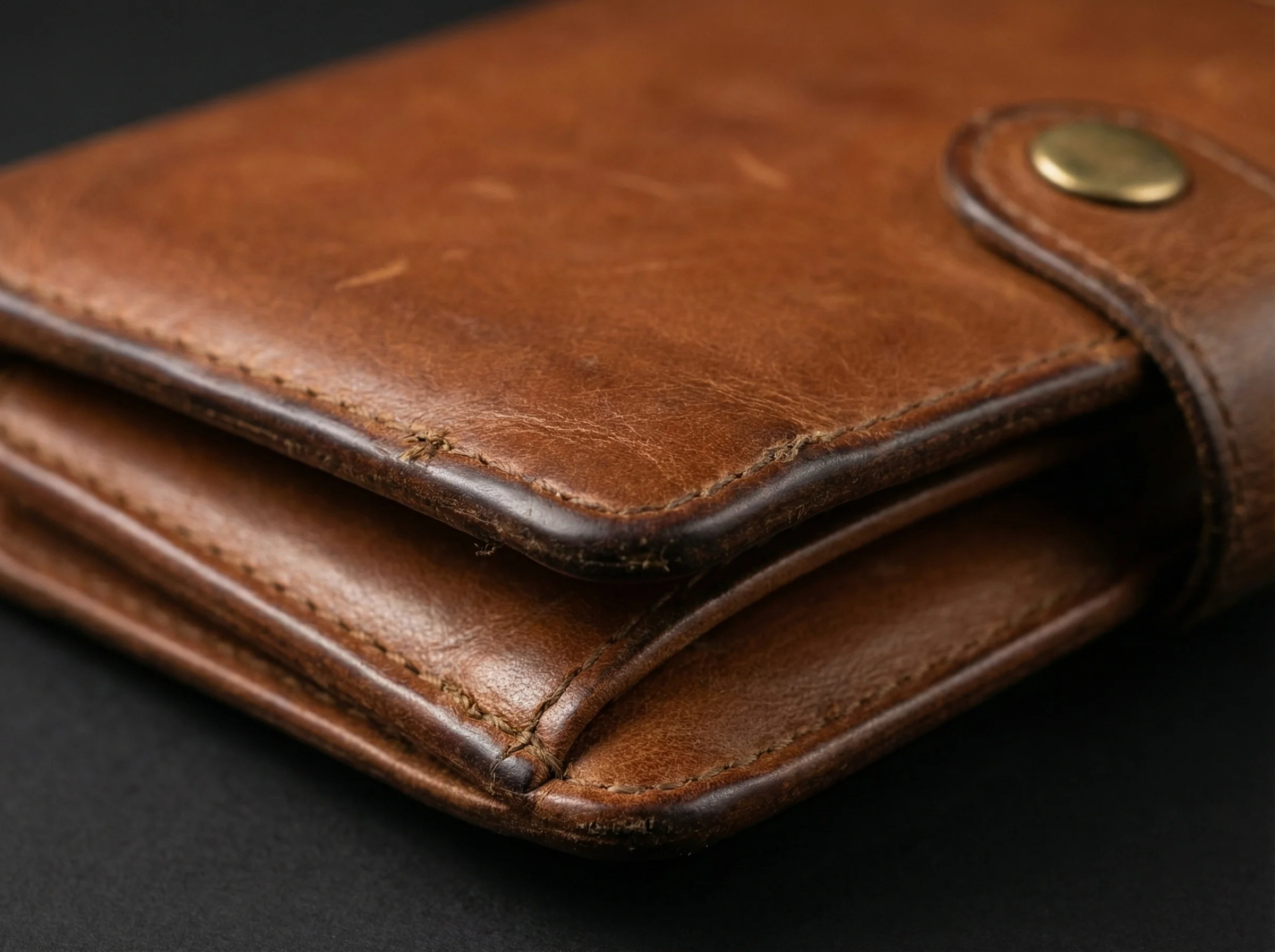 Natural patina on full-grain leather