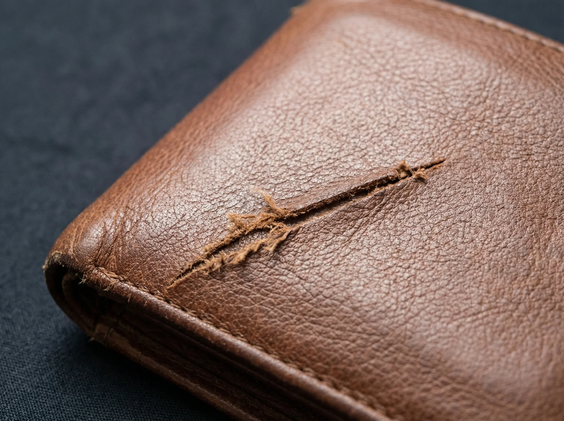 Damaged leather from accidental misuse